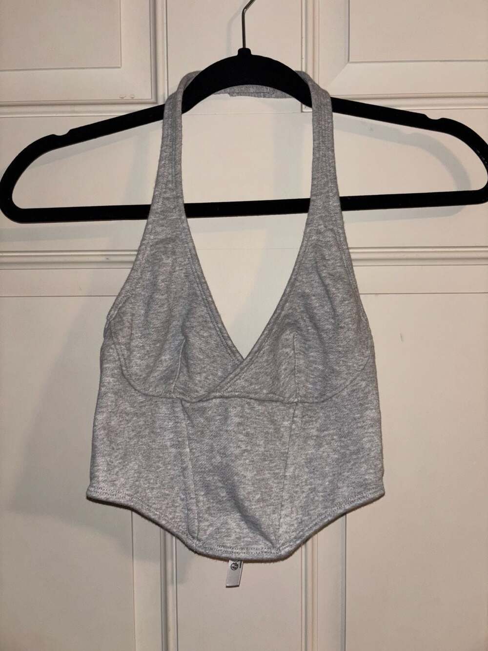 Out From Under Grey Jersey Halter Corset Top